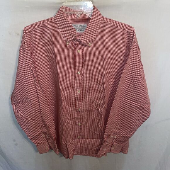 Atelier Philippe Men’s Dress Shirt Size Large Red Gingham Business Formal - Picture 1 of 12
